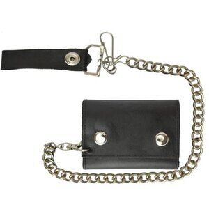 Biker's Wallet ID Card Holder w/ Chain Trifold New